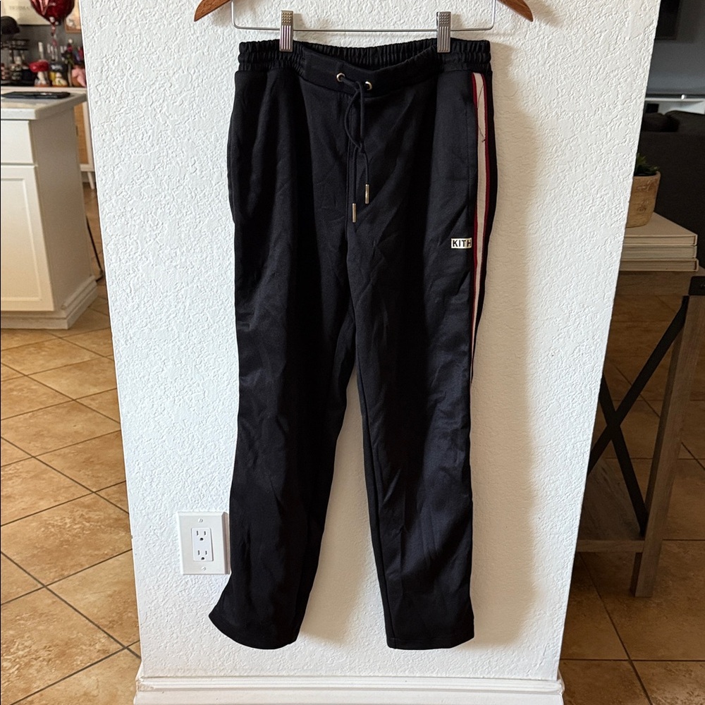 Kith Black Joggers with Red Accent